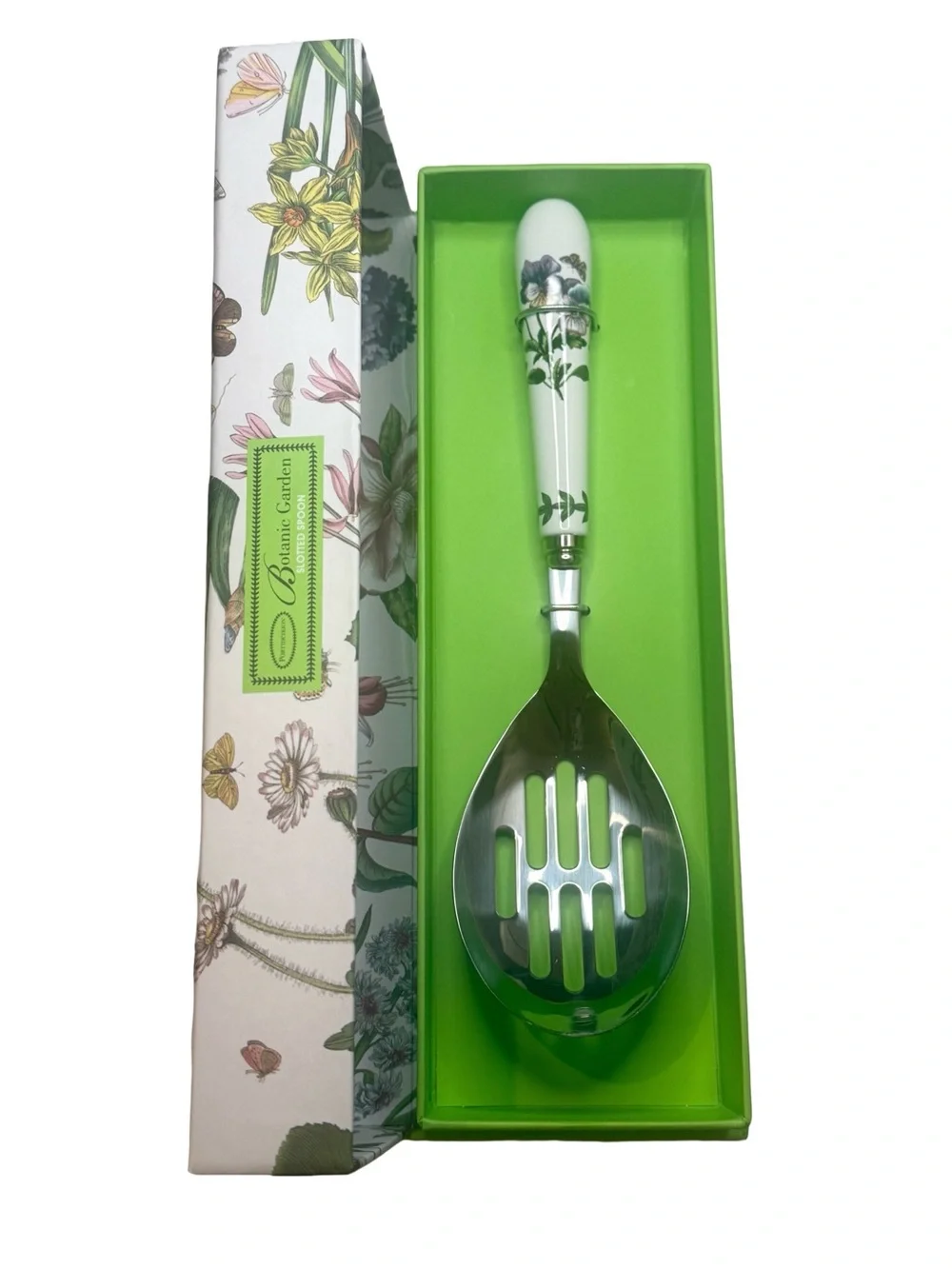 Portmeirion Botanic Garden Slotted Serving Spoon Pansy Purple 10” NIB BG78078